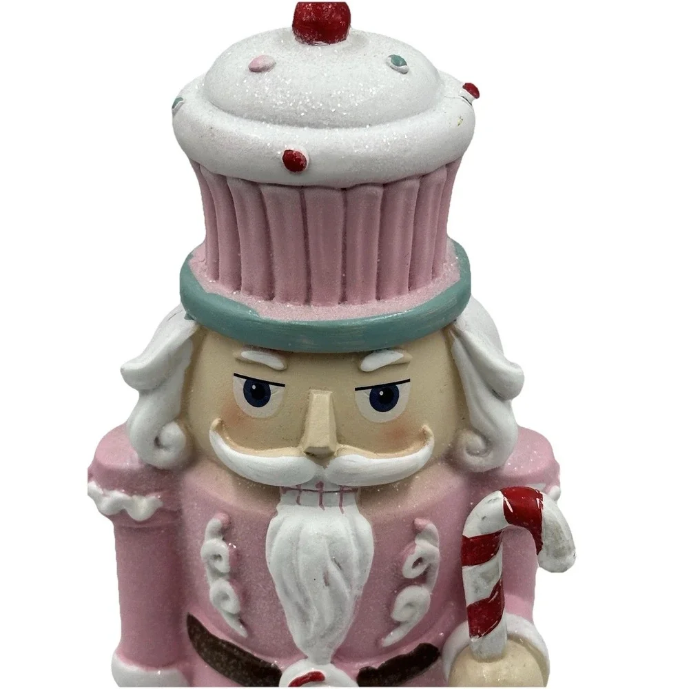 Sugarplum Dreams Cupcake Nutcracker 11.5in Pink Christmas Candy Decor